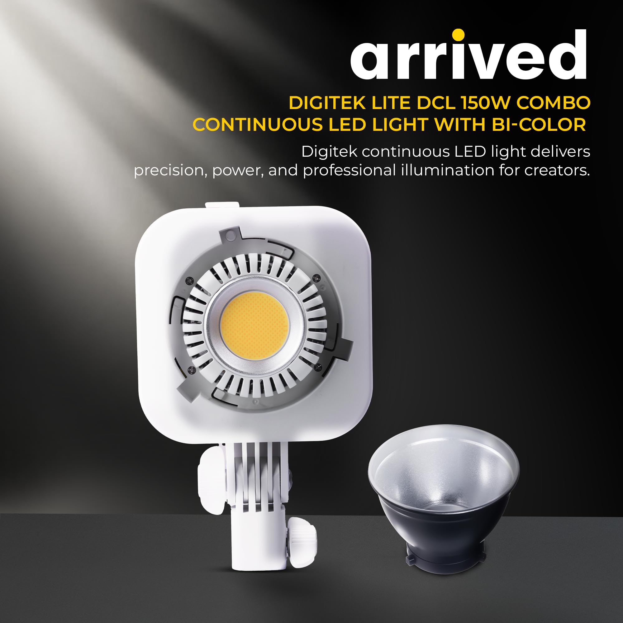 Digitek Lite DCL-150 W Combo Bi-Color COB LED Video Light, 150W Continuous Studio Light, 2700K-6500K, CRI 95+, Bowens Mount, App Control, Reflector for Photography, Videography & Live Streaming — Amazon image 2