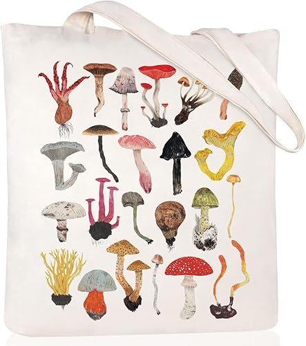 Andeiltech Bolsa de lona estética para mujer con bolsillo interior, bolsa de hombro para libros, bolsas reutilizables para compras