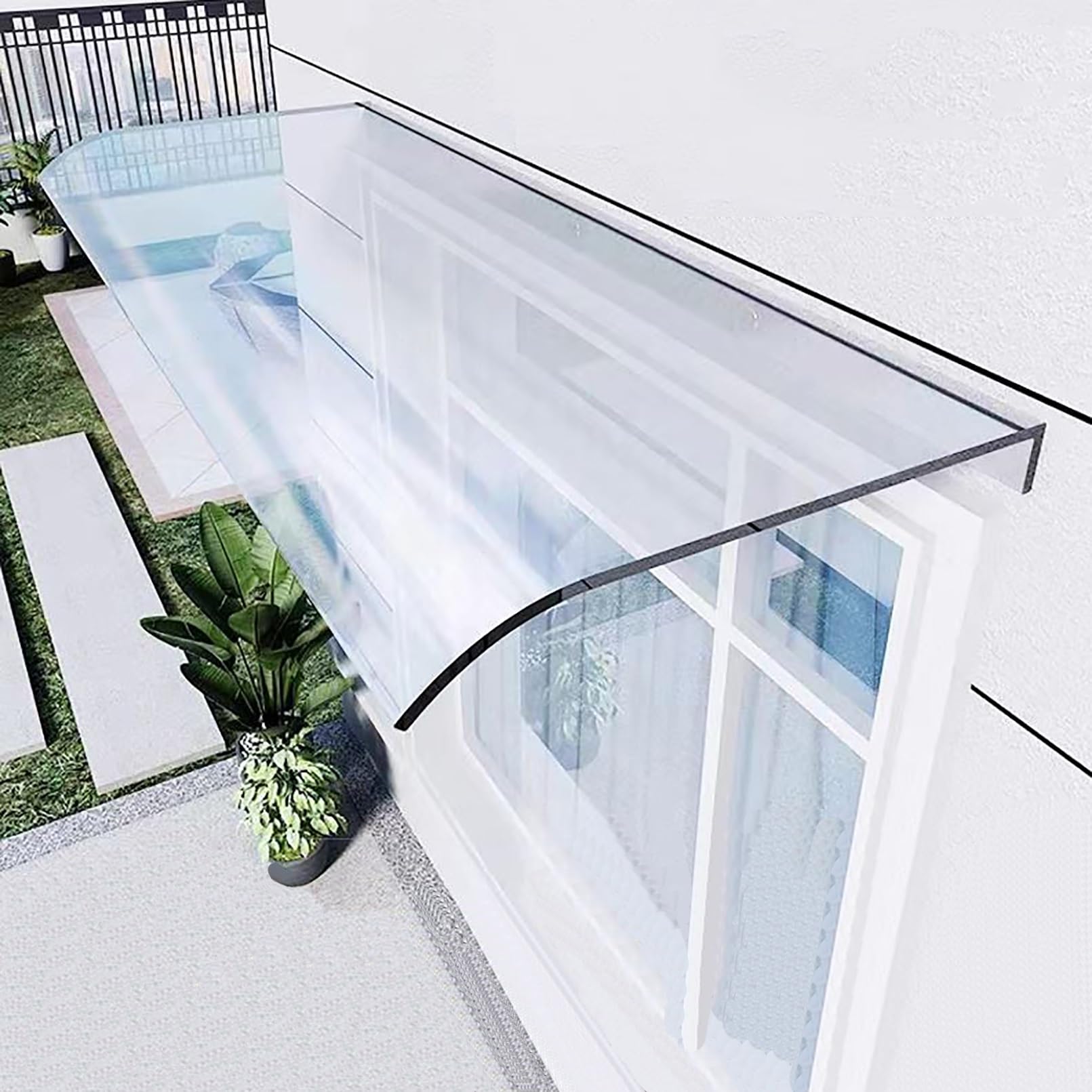 Toldo de puerta impermeable transparente resistente a la intemperie para tiendas exteriores
