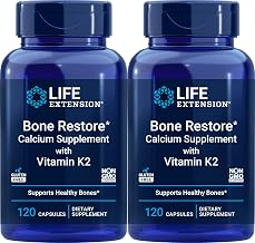 Life Extension Bone Restore Calcium Supplement with Vitamin K2, 120 Capsules (Pack of 2)