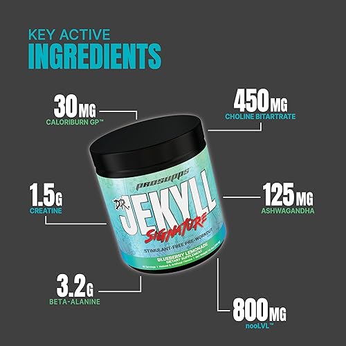 Miniatura 4 de Dr Jekyll Signature - Polvo de pre-entrenamiento estimulante y libre de cafeína enfoque intenso energía y bombas 30 porciones arándano limonada