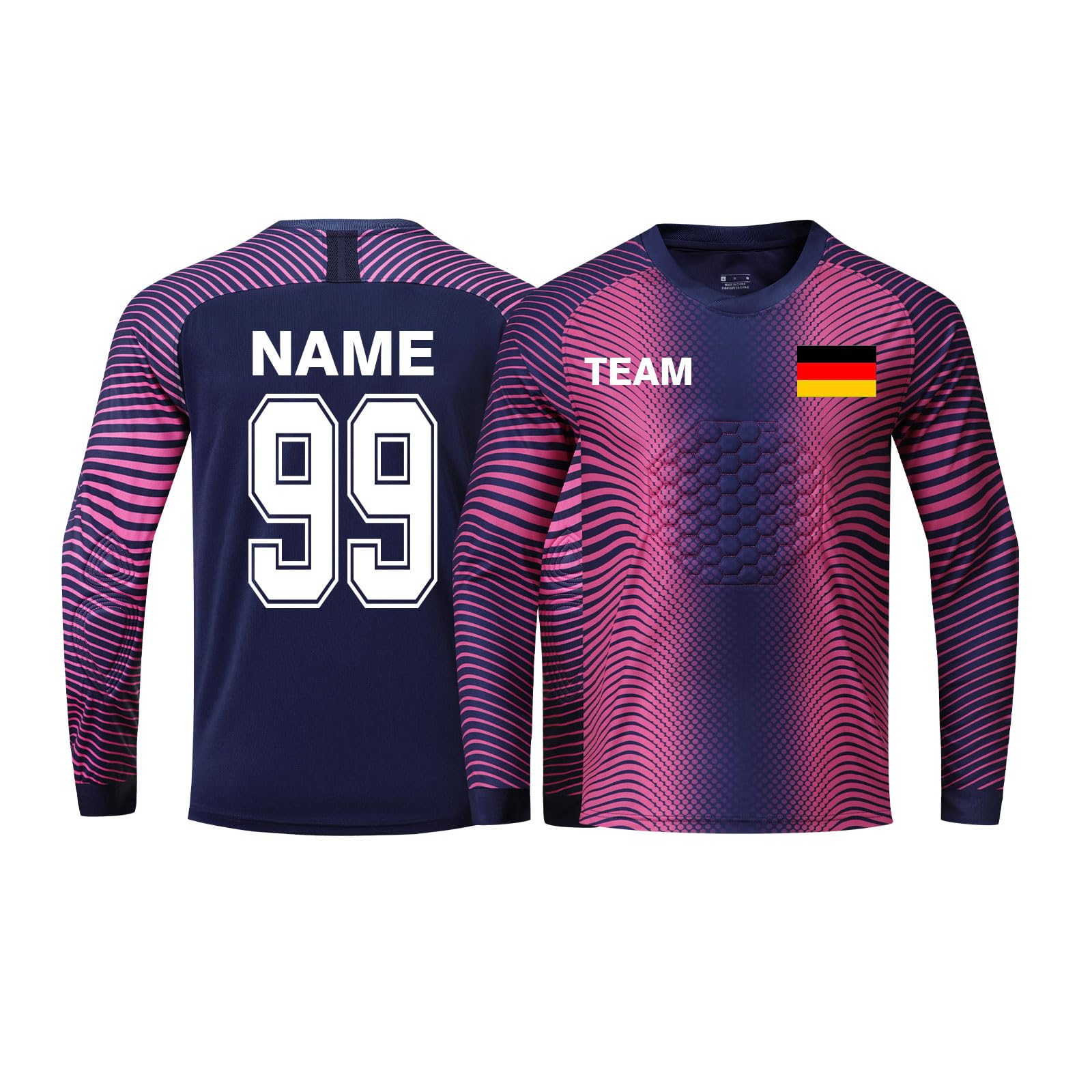 Benutzerdefiniert Torwarttrikot Set Kinder Herren mit Namen Personalisieren Tormann Trikot Kinder mit Polsterung