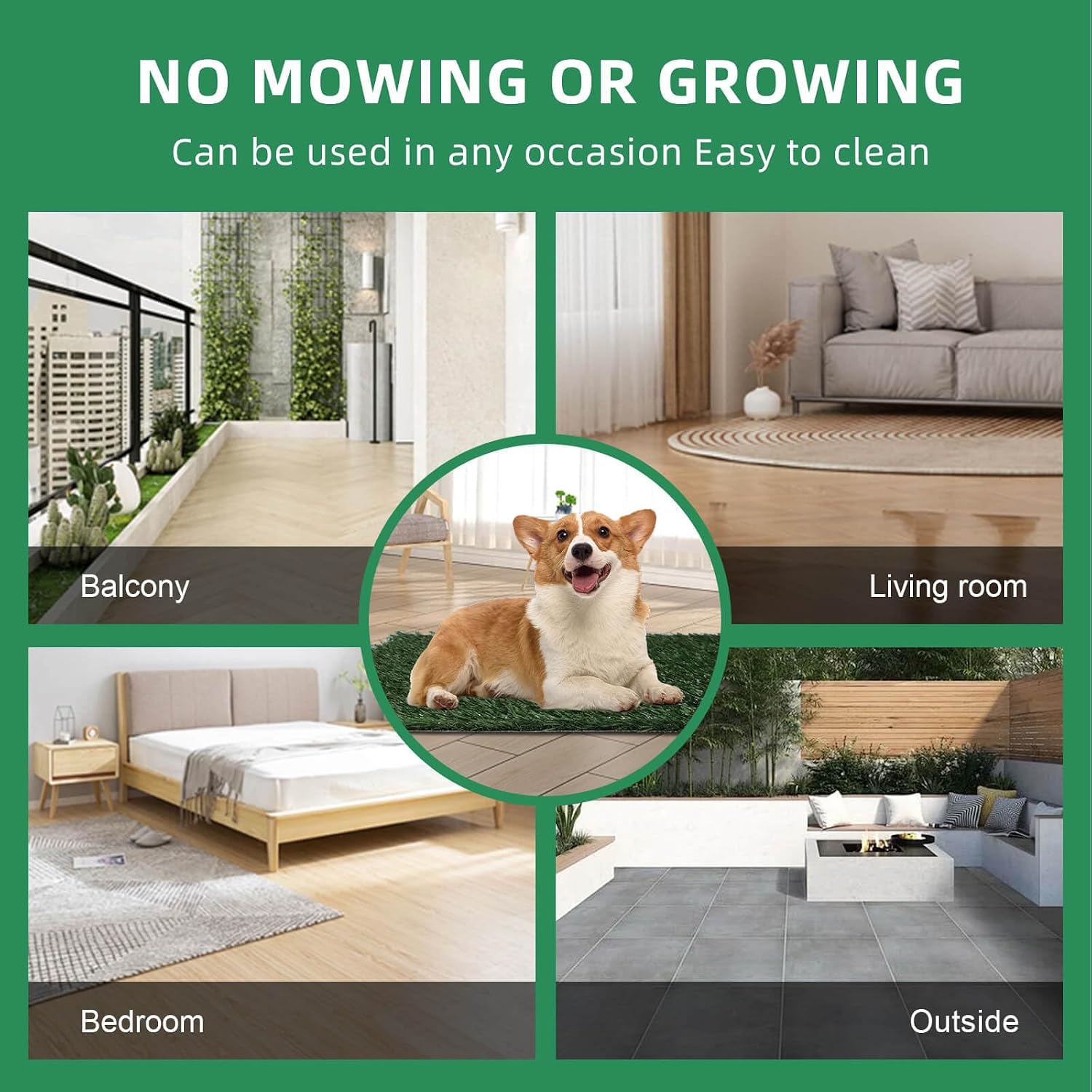 Dog Grass Pee Pad for Training, 33"x 20.6" Reusable Washable Replacement Artificial Grass for Potty Tray, Indoor/Outdoor Turf Grass, Realistic Fake Grass for Dogs (Pack of 2)