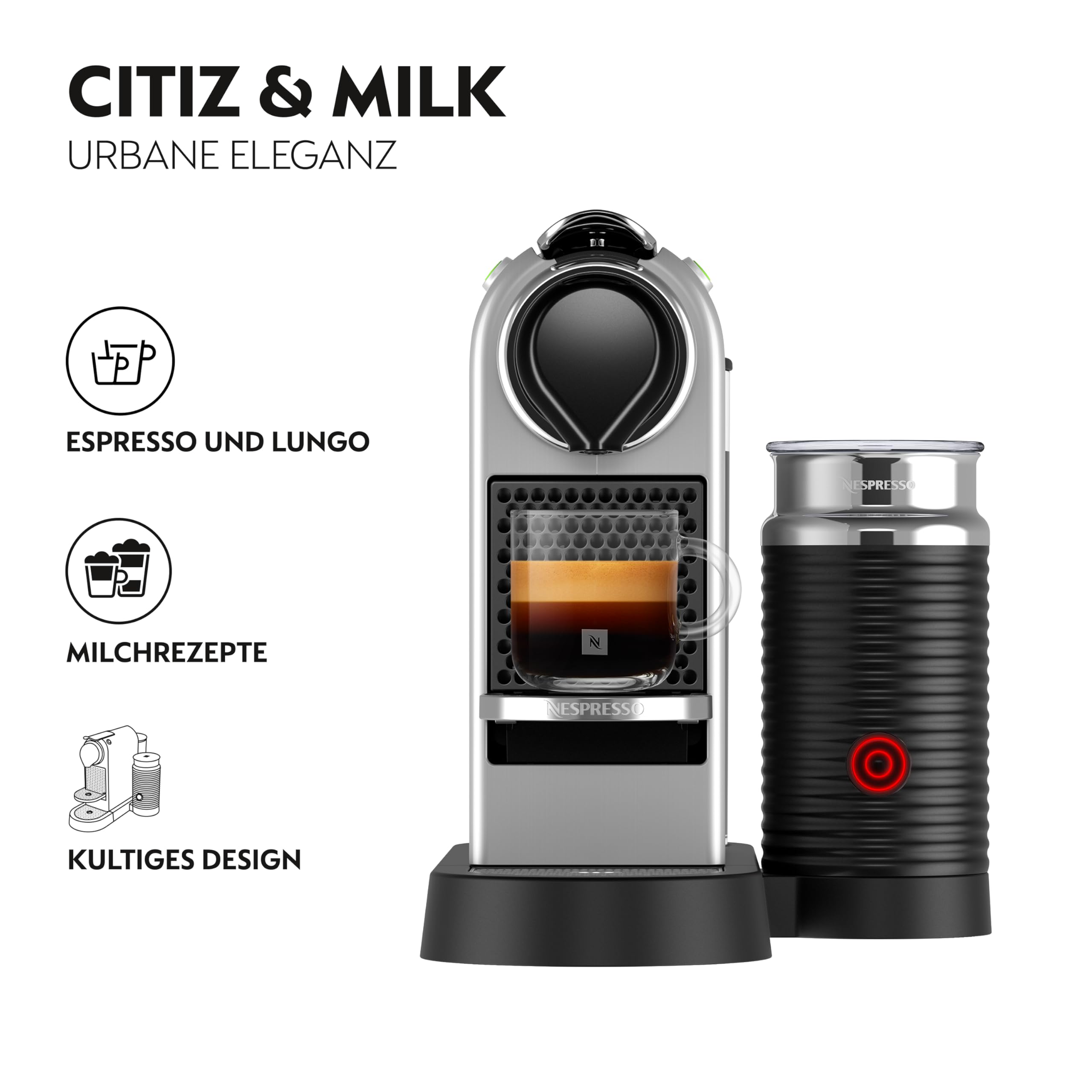 Nespresso Krups XN761B Citiz&Milk Kaffeekapselmaschine 1260W 19 Bar silber