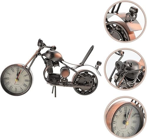 Miniatura 6 de FOMIYES Decoración de la motocicleta Figura de la motocicleta reloj despertador de mesa Retro clásico hecho a mano de hierro forma de motocicleta