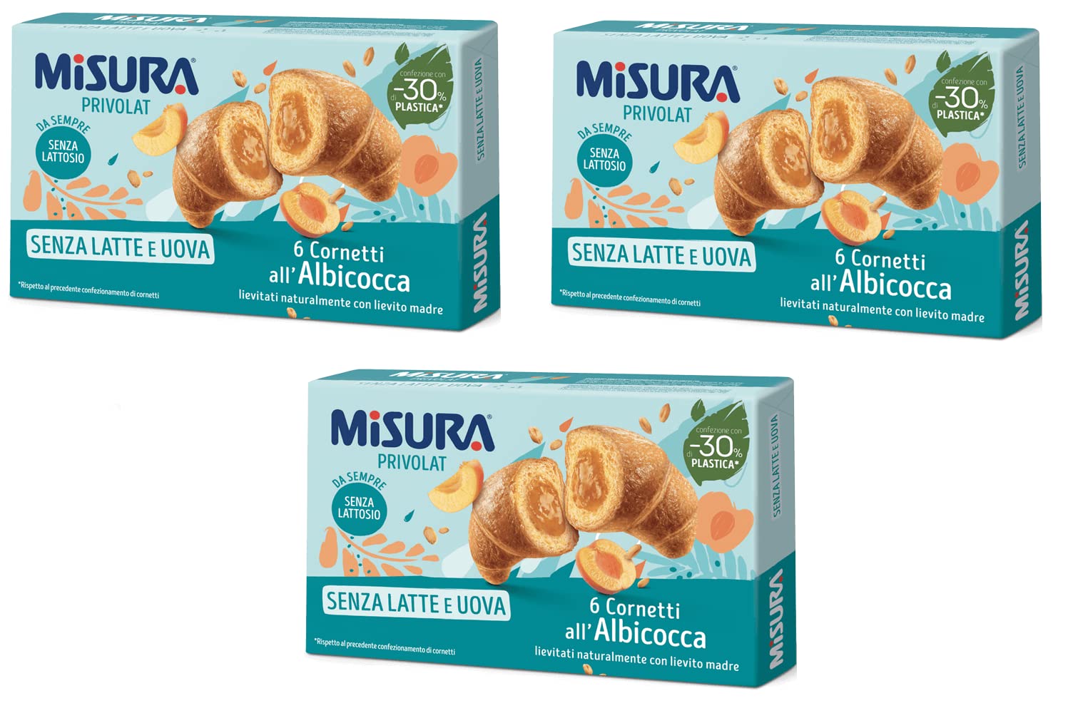 Misura Privolat Cornetti all'Albicocca Senza Latte e Uova Croissants con relleno de albaricoque sin leche y huevo, 290 g
