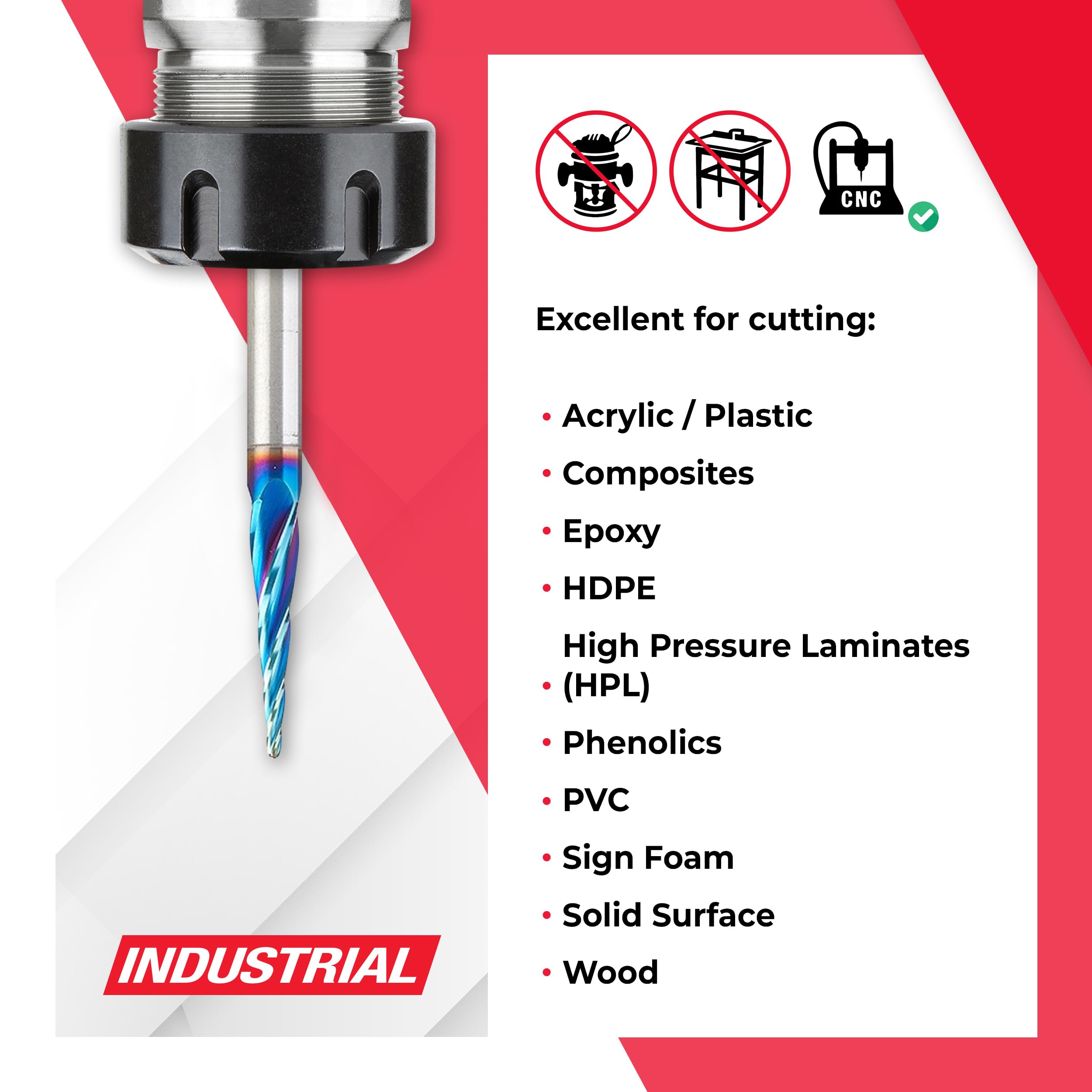 Amana Tool Carbide Up Cut Spiral CNC Router Bits for 2D/3D