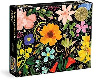 Galison Intergalactic Flora 1000 Piece Foil Puzzle from Galison - 1,000 Piece Foil Puzzle, Cosmic Floral Artwork from EurekartStudio, Thick and Sturdy Pieces, Makes a Great Gift