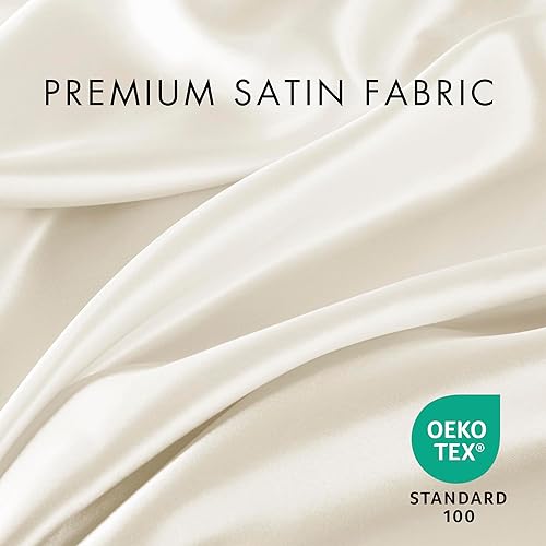 Miniatura 18 de Madison Park Essentials MPE20-904 - Juego de sábanas de satén de poliéster, 6 piezas, color marfil