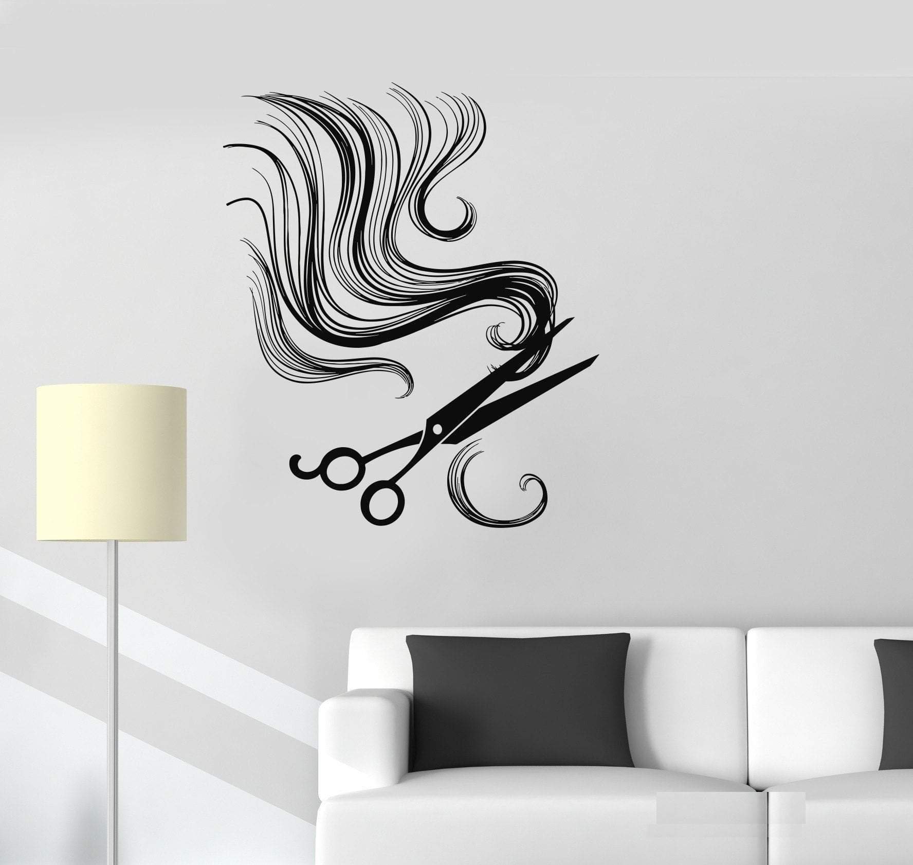 Roonir® Salon Wall Stickers Vinyl Wall Decal Hair Scissors Barber Tools Beauty Salon Stickers Unique Gift(58X66 cm)