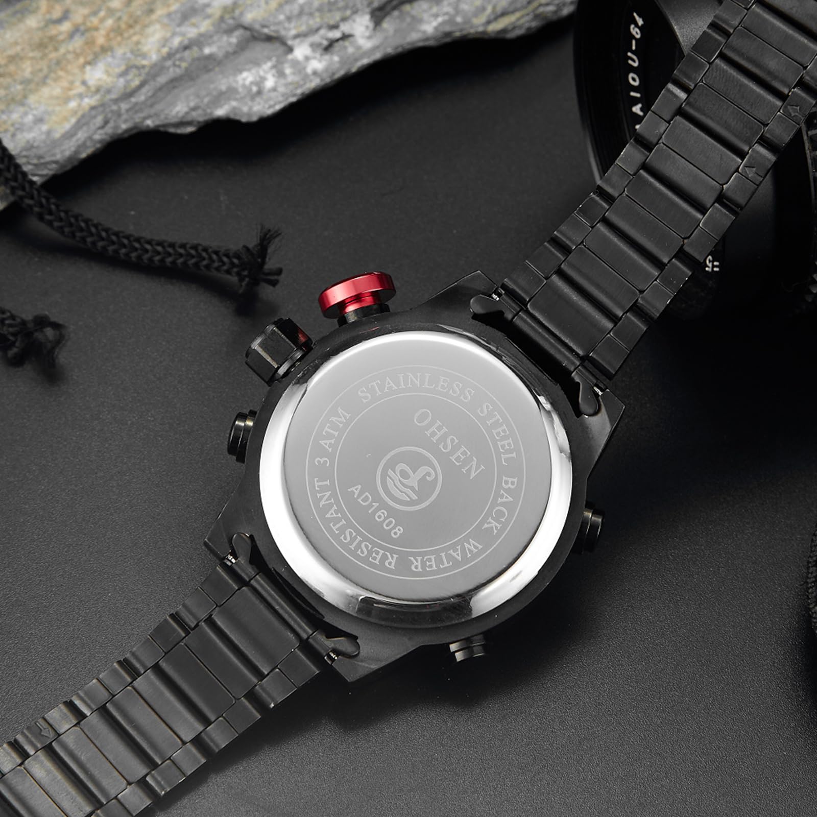 Avaner Montre Homme LED Analogique Digitale Militaire Sport:Montre Étanche Lumineux Bracelet en Acier Inoxydable avec Fonctions Chronographe,Alarme et Affichage de la Date-Cadeaux de Noël