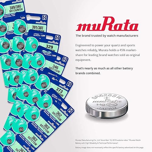 Miniatura 3 de Murata 397 SR726SW Batería 1.55V Celda de botón de reloj de óxido de plata - Sustituye a Sony 397 (2 baterías)