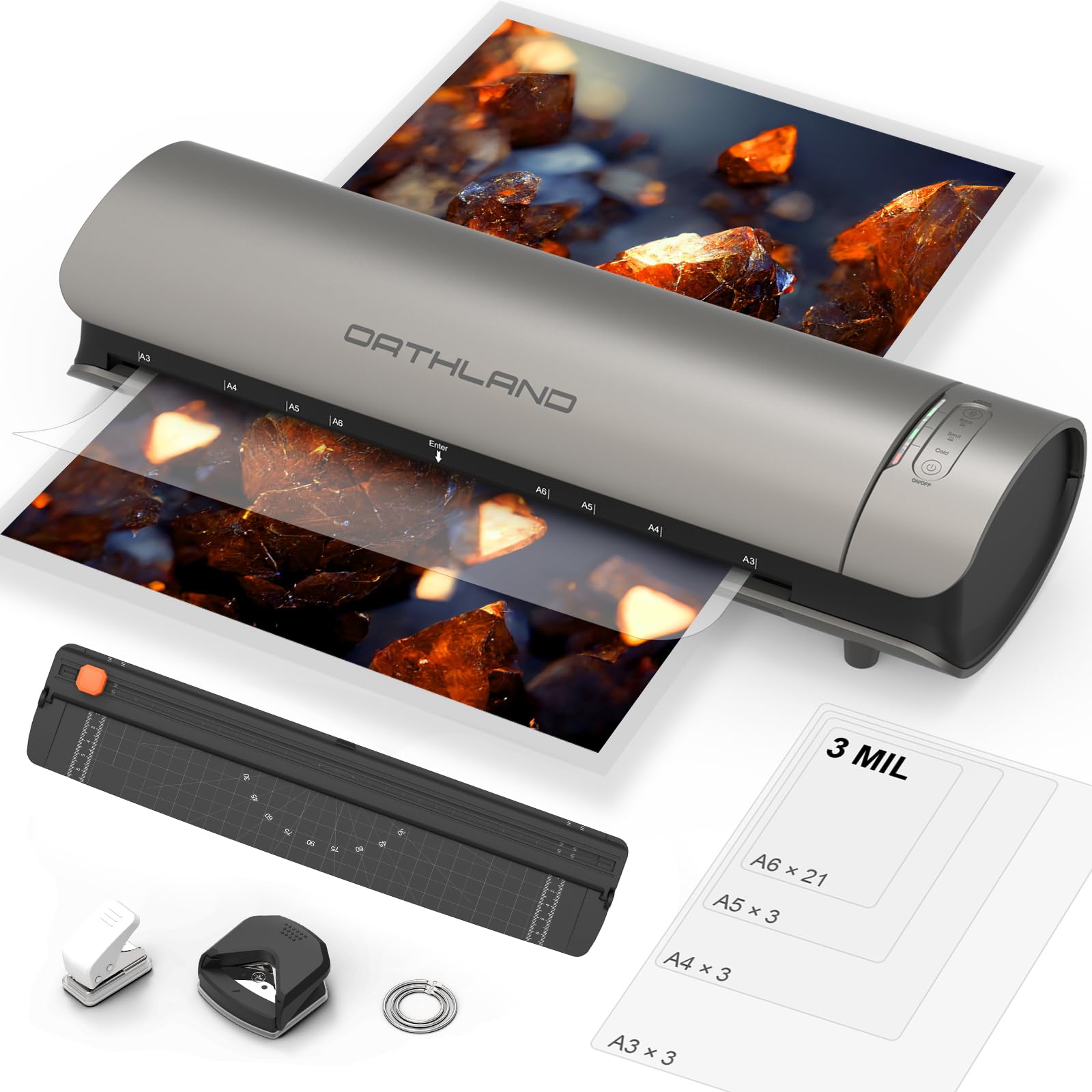 Laminator Machine 11x17 Laminator with Laminating Sheets, 60s Warm-up Laminating Machine, 3/5 Mil Thermal and Cold Lamination Machine A3/A4/A5/A6, Quiet Smooth Laminate Machine for Home School Office