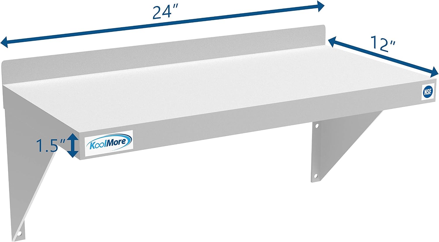 KoolMore NSF Stainless Steel Wall Mount Shelf - Industrial Grade Metal Shelving for Commercial Restaurant Kitchens 12 x 24