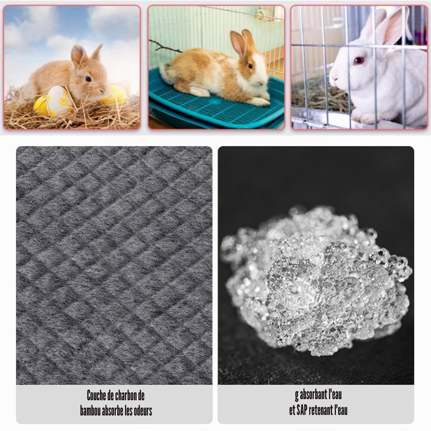 Lot de 100 Coussinets Jetables pour Lapin Tapis Hygiénique Absorbant pour Cochon d'Inde Tapis pour Cage Cochon d'Inde Doublure pour Petits Animaux Tapis Éducateurs pour Chiot Chat Hamster (45x33 cm)