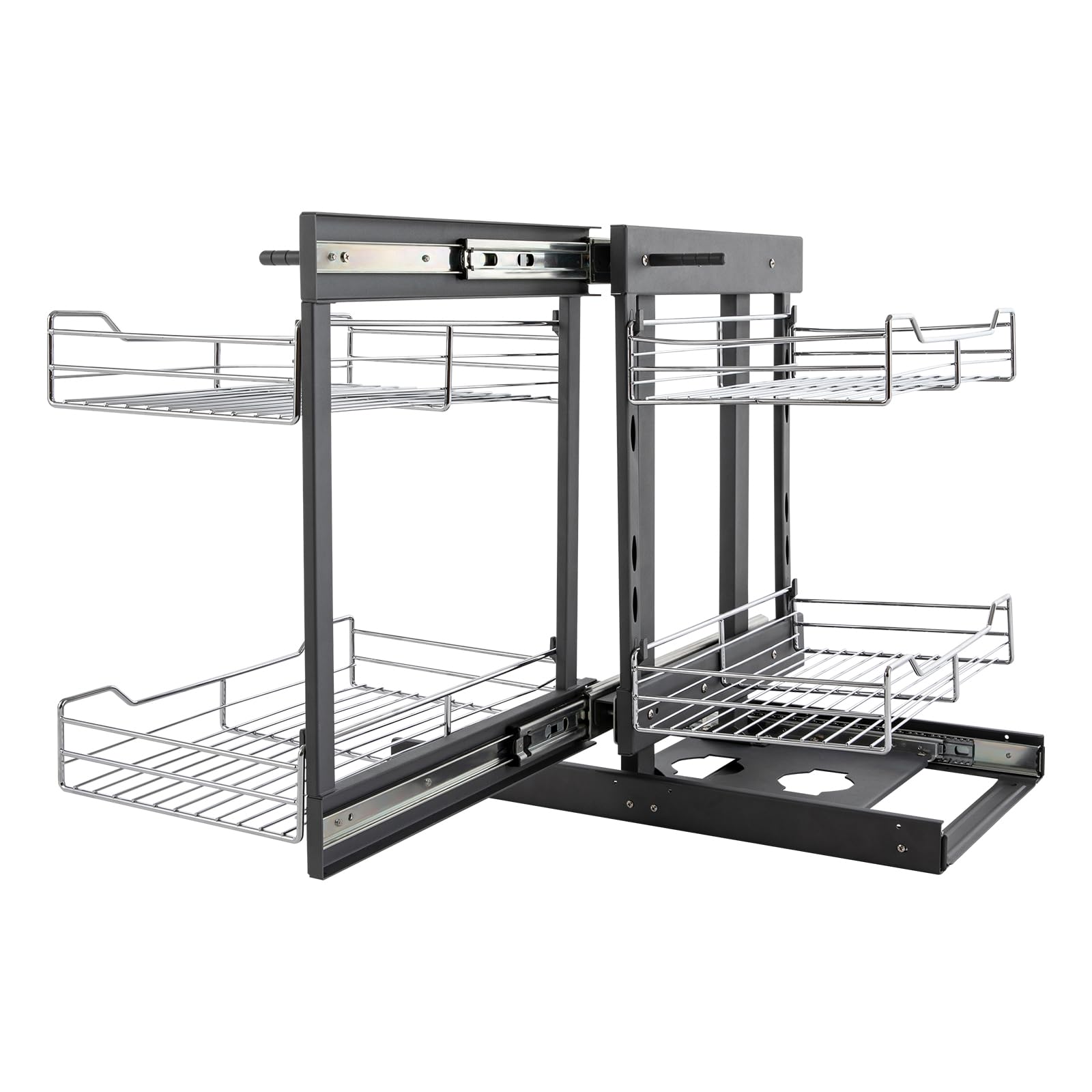 Blind Corner Cabinet Pull Out Kitchen Corner Cabinet Organizer, Min Opening (W*H)14.57*23.62 inch , Left Open or Right Open 2-tier Pull-out Home Organizers for 30.5