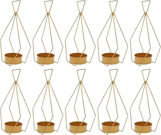 Eapmic 10pcs Gold Metal Geometric Diamond Vases - Hanging Table Centerpieces for Weddings Parties Home Decor