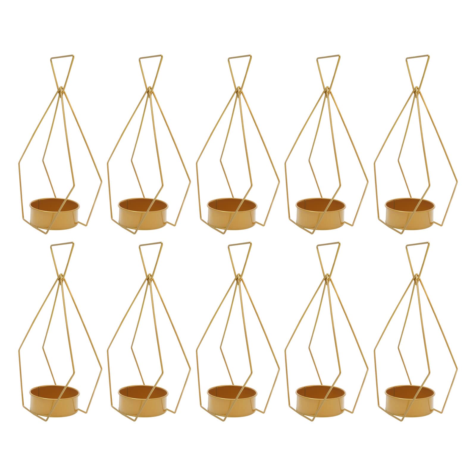 SABUIDDS Wedding Centerpieces for Tables Set of 10 Bulk Gold Flower Stand - 10.6 x 15.7in, Diamond Geometric Shape Design for Wedding, Party, Christmas Table Centerpieces Metal Decoration