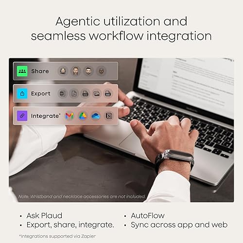 Miniatura 6 de Plaud Grabadora de voz NotePin, grabadora de voz AI, control de aplicaciones, tomador de notas AI, transcribe y resumen AI, compatible con 112