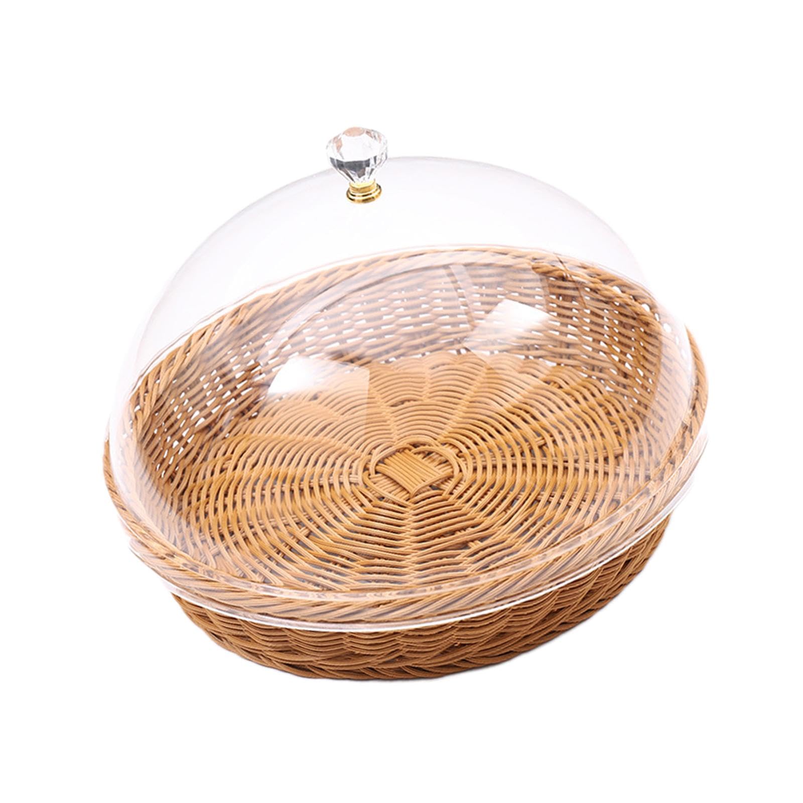 Sharplace Panier à tissé avec couvercle, panier à fruits tissé à la main, panier de rangement de collations, panier à repas, panier en rotin imitation pour, 35cmx22cm