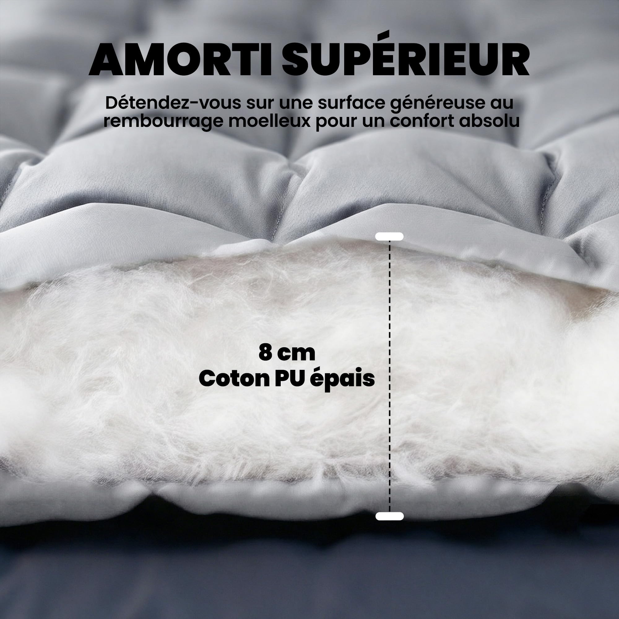 Outsunny Matelas de Camping Pliable 7,6 cm d'épaisseur avec Sangles élastiques Gris Clair
