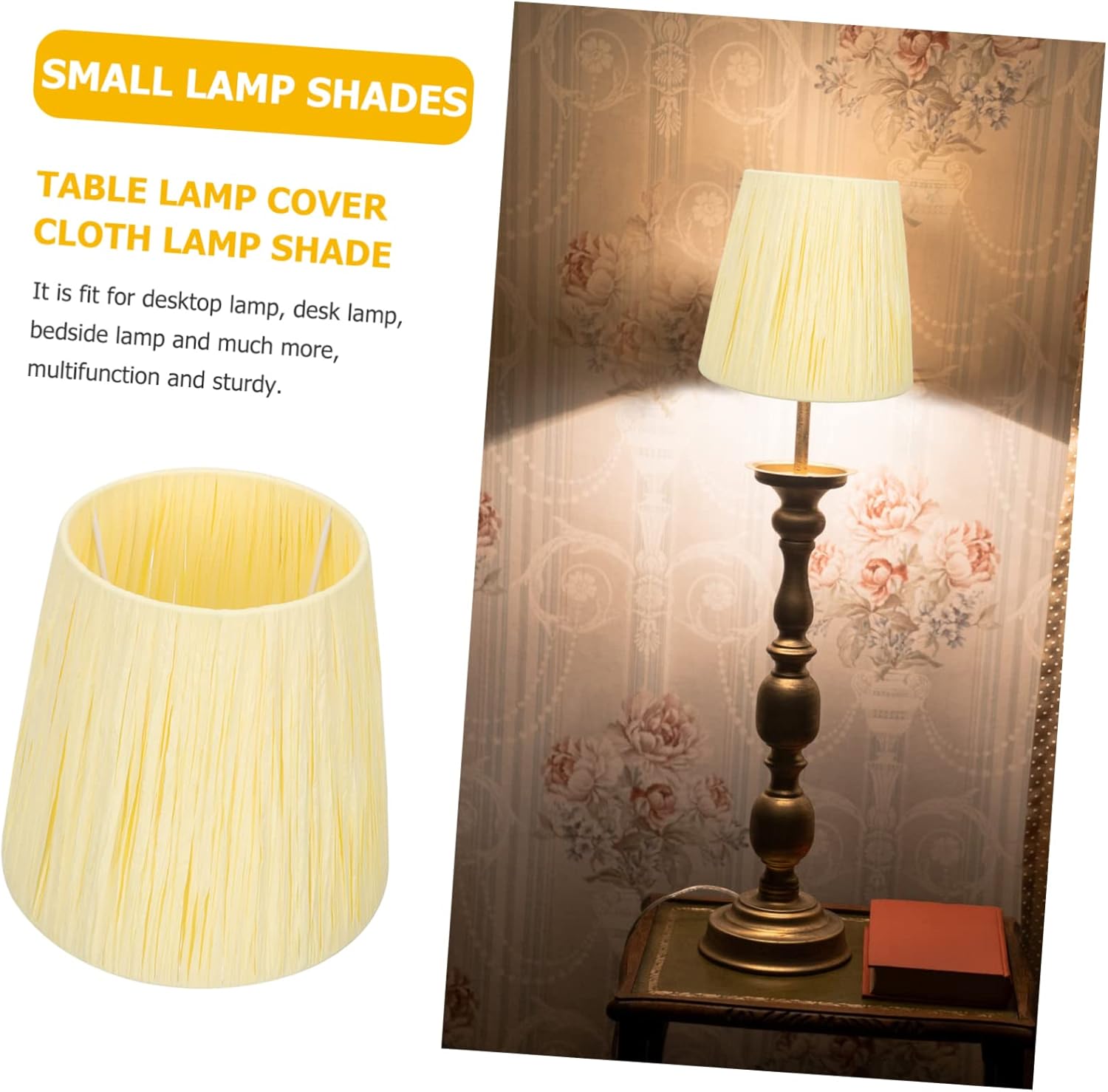 Hemoton 2pcs Elegant Raffia Paper Lampshade for Table Floor Pendant Lights Softens Light Fits Decor Styles for Living Room Bedroom Beige