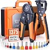 Preciva Crimping Pliers Ferrules Pliers and Wire Stripper for Conductors from 0.2 to 6.0 mm² Set with Case Crimping Pliers 0.08-16 mm² with 265 Twin and 1110 Single-Line Ferrules Set