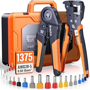 Preciva Crimping Pliers, Ferrules Pliers and Wire Stripper for Conductors from 0.2 to 6.0 mm&sup2; Set with Case, Crimping Pliers 