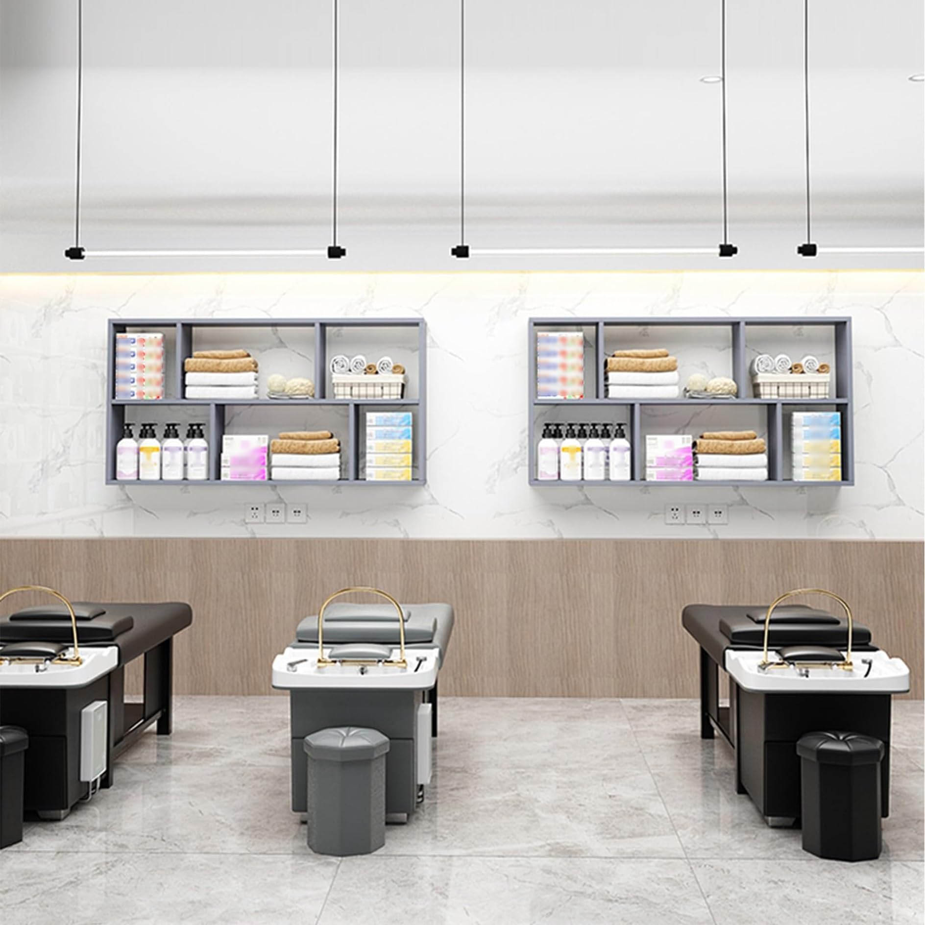Armario de almacenamiento montado en la pared, estantes flotantes, organizador para barberías y spas de belleza, estante versátil para sala de estar, dormitorio y cocina