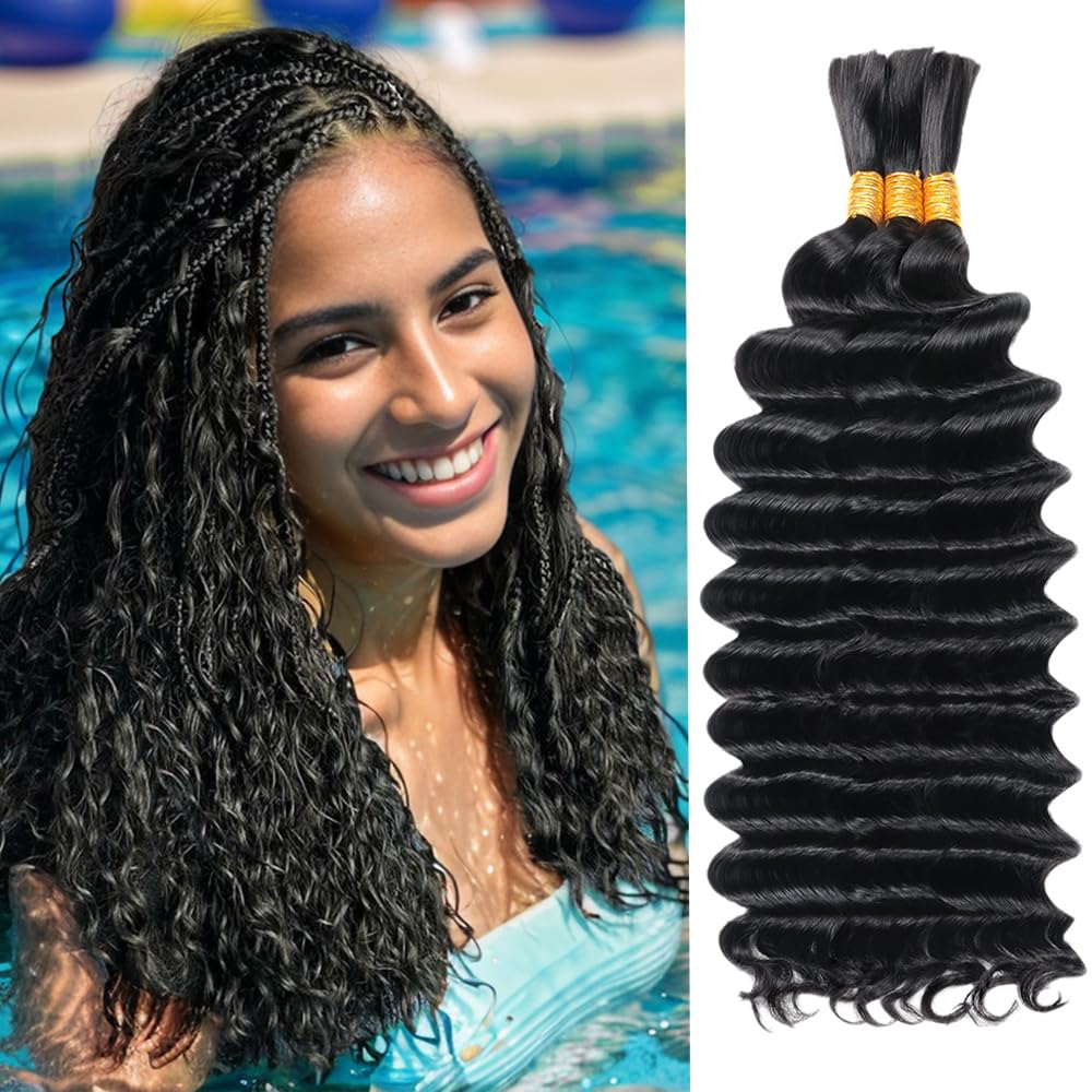 Snapklik.com : Human Braiding Hair 16 Inch Deep Wave Bulk Human Hair ...