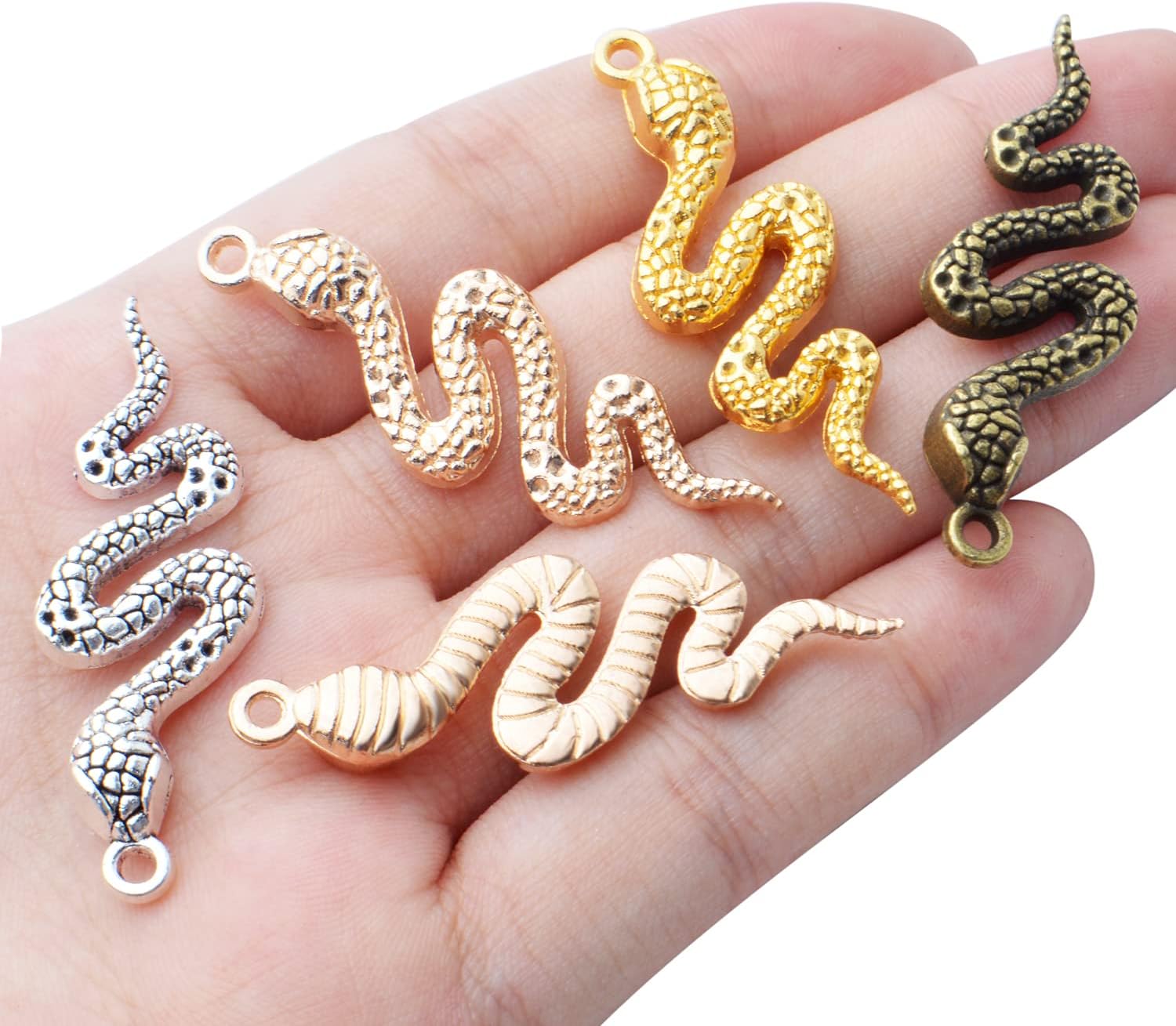 32pcs Snake Charms - Alloy Cobra Pendant for Bracelets Necklaces DIY Jewelry Craft Making Supplies, 4 Colors - Image 4
