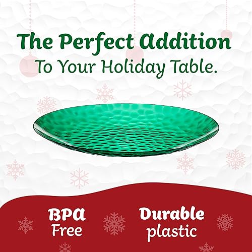 Miniatura 7 de PLASTICPRO Paquete de 30 platos de plástico martillado, platos de plástico desechables pesados, elegantes platos de fiesta martillados verdes