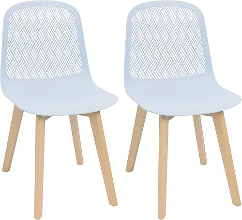 KM Legend Sillas modernas sin brazos con patas de madera para sala, dormitorio, cocina, comedor, sala de espera, restaurantes, cafeterías, Azulclaro