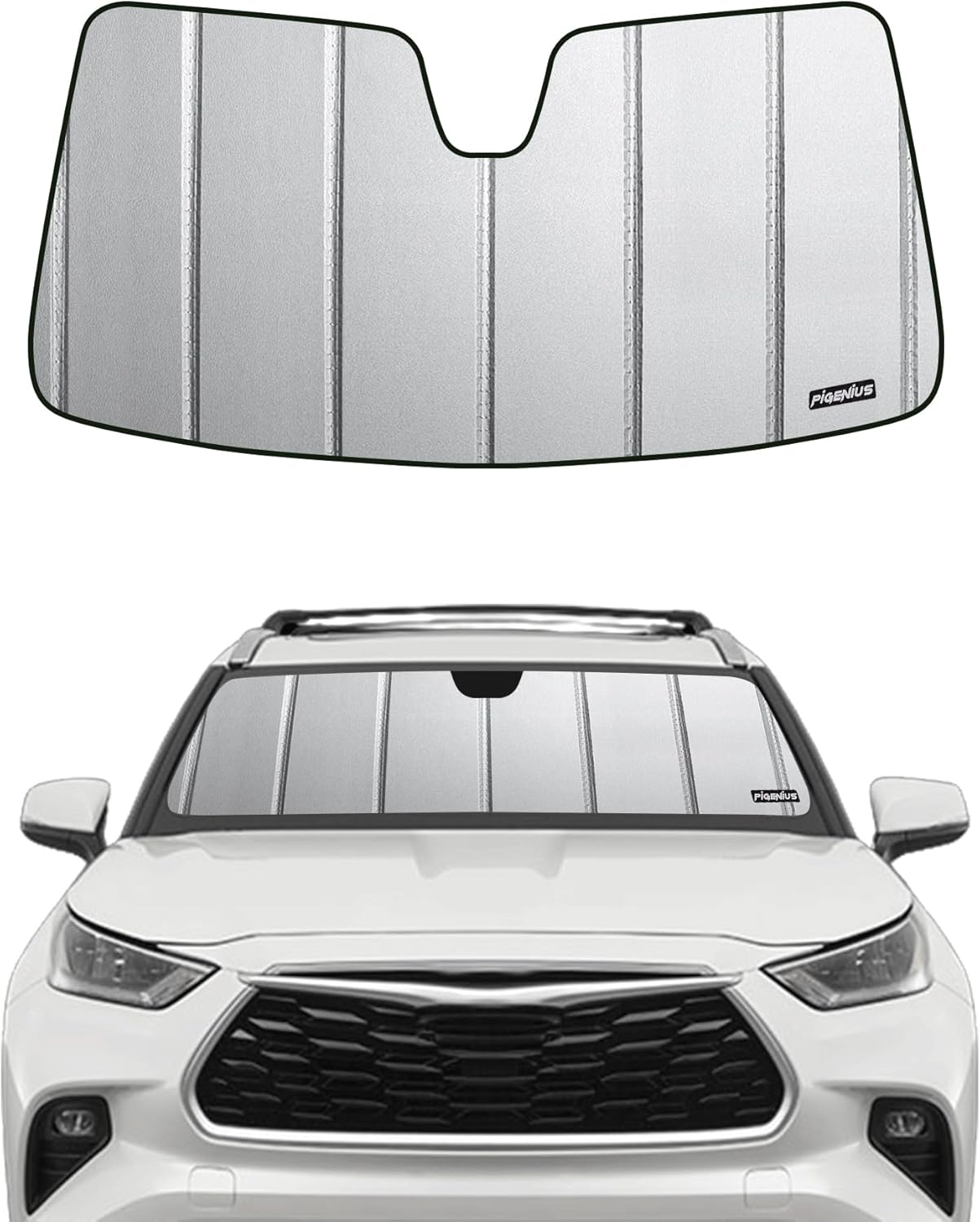 windshield sun shade for toyota highlander 2020-2025,deluxe front windshield sunshade,6 layers sun shield,accordion fold gray-safeguard 2020-2025 highlander
