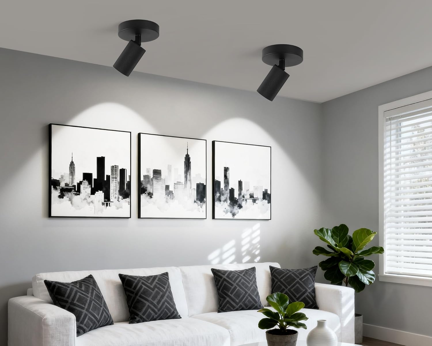 Black Ceiling Spotlight Indoor Adjustable 1-Light Track Lighting with Flexibly Rotatable Light Head for Bedroom, Kitchen, GU10 Bulb not Included