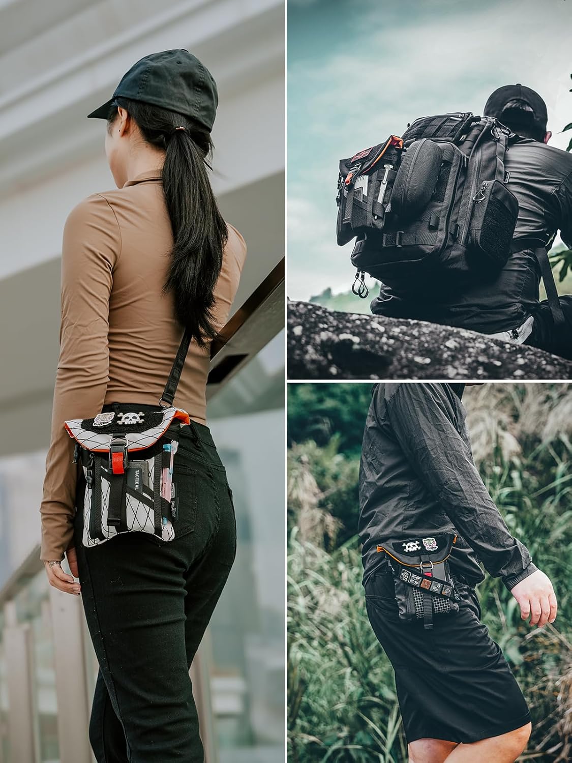TACTICAL_GEEK EXT14 EDC Multi-Functional Bag, Organizer Pouch with RFID-Blocking Card Pocket, Lightweight Waist with Adjustable Strap, Portable Organization for Daily Use（T500 Coyote Tan）
