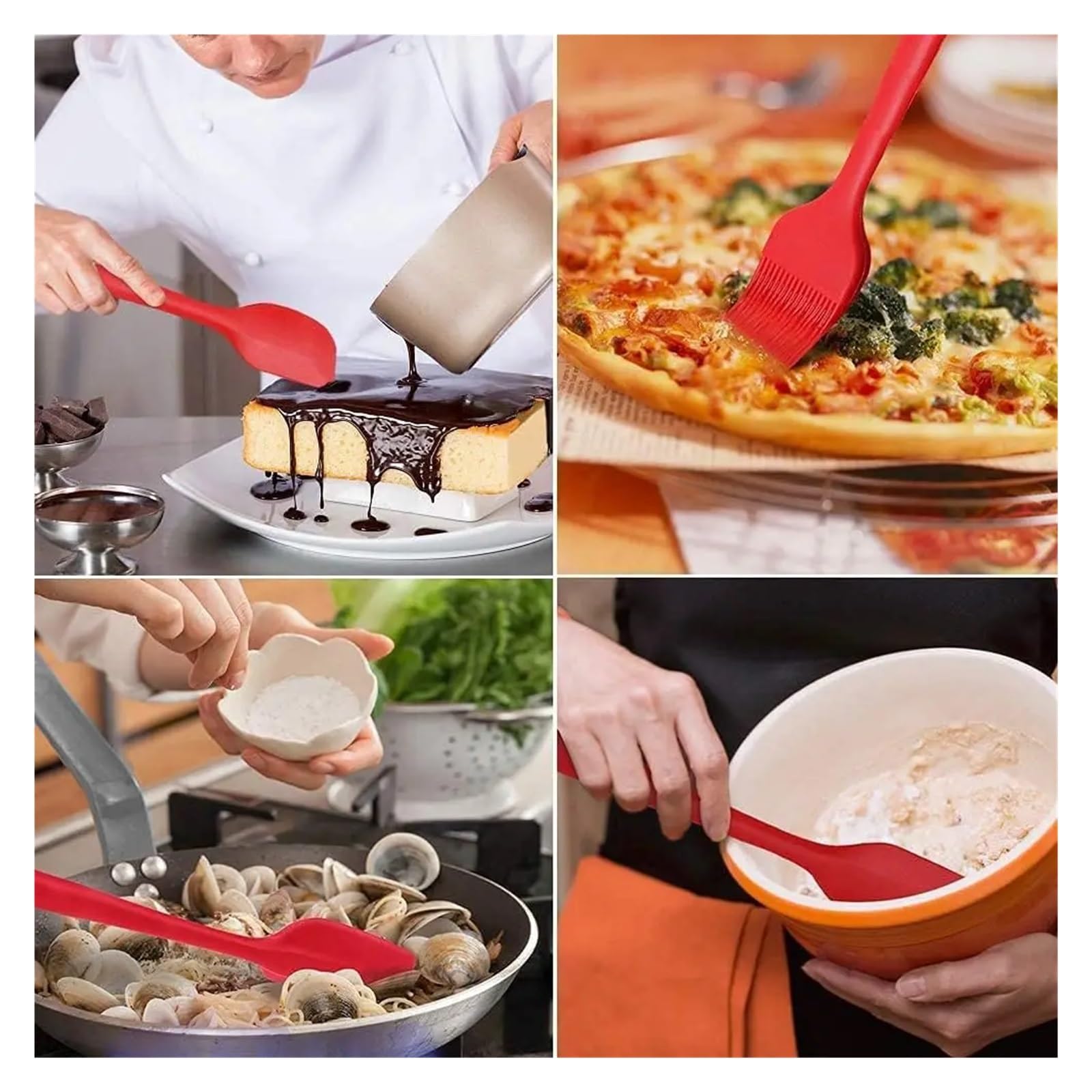 Set di spatole in silicone da 6 pezzi Spatola addensata resistente al calore antiaderente for olio for cottura Cottura forno Per Cucinare(Black suit)