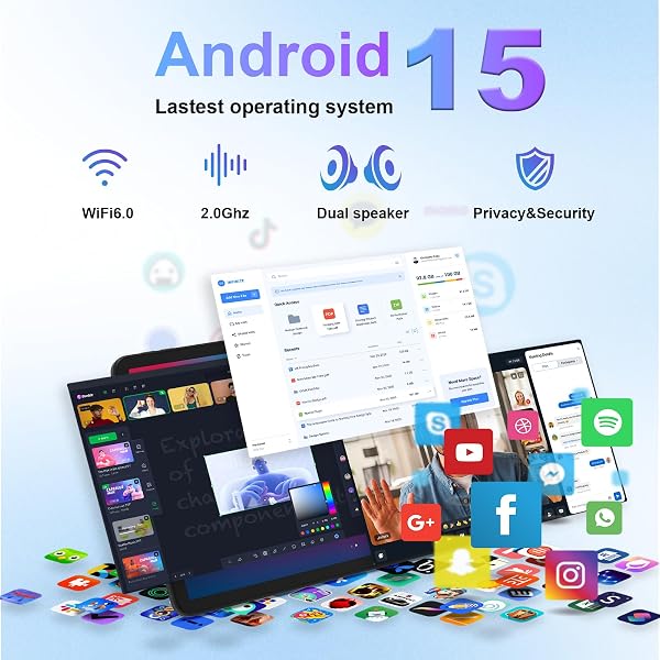 Tablet 11.5 inch Tablets Android 15, Octa-Core Processor, 30GB RAM 128GB ROM 1TB Expand, 5G WiFi 6, 2000 x 1200 HD/Dual 8MP+13MP Camera/Bluetooth 5.0, Android Tablet with Keyboard Mouse Case - 3
