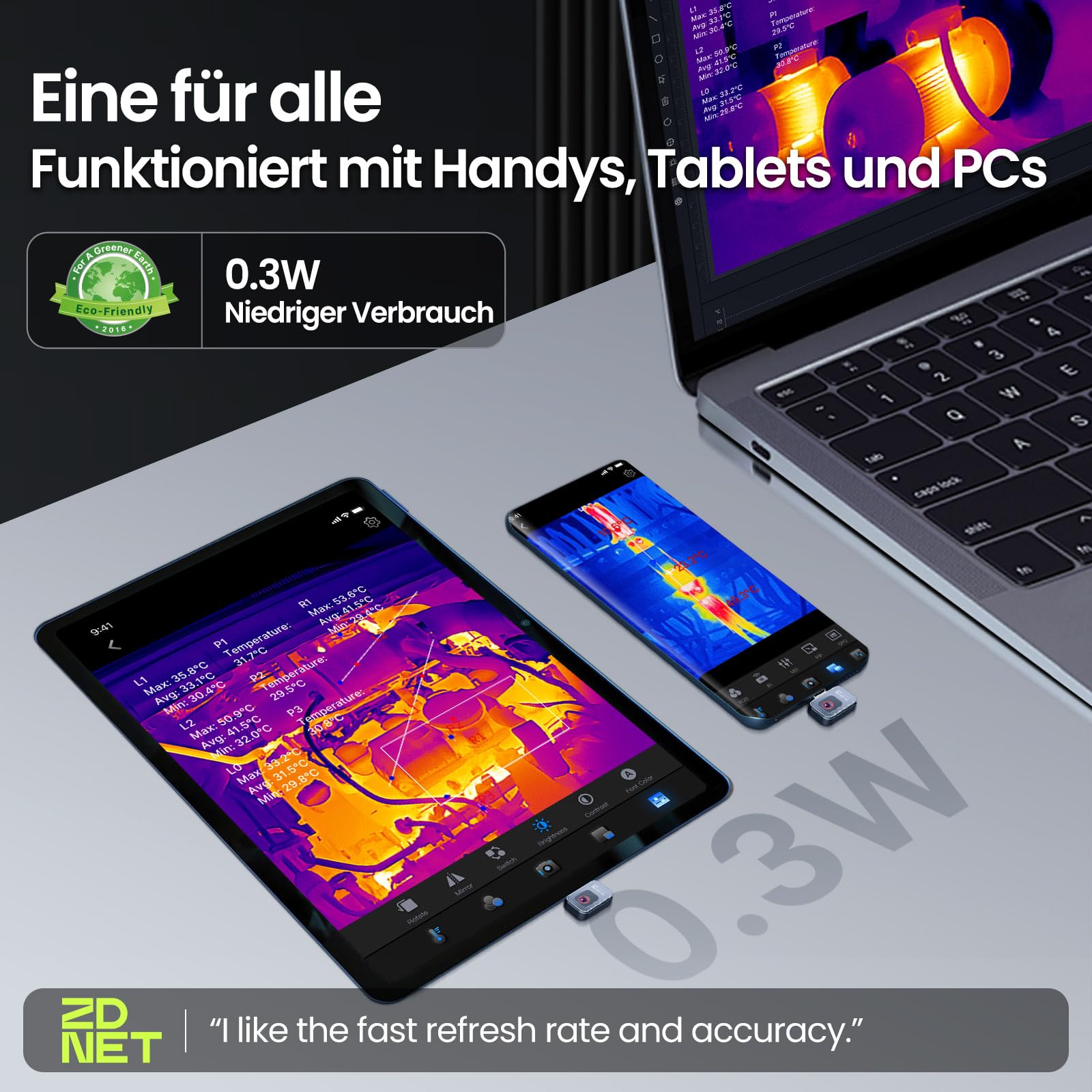 Wärmebildkameras Thermal Master P2 Wärmebildkamera Android Super IR-Auflösung 512x384, -20 bis 600℃ ±1.5℃ PCB Genauigkeit Infrarot Kamera mit Schutzcase 15x Zoom (nicht für iPhone15/16)