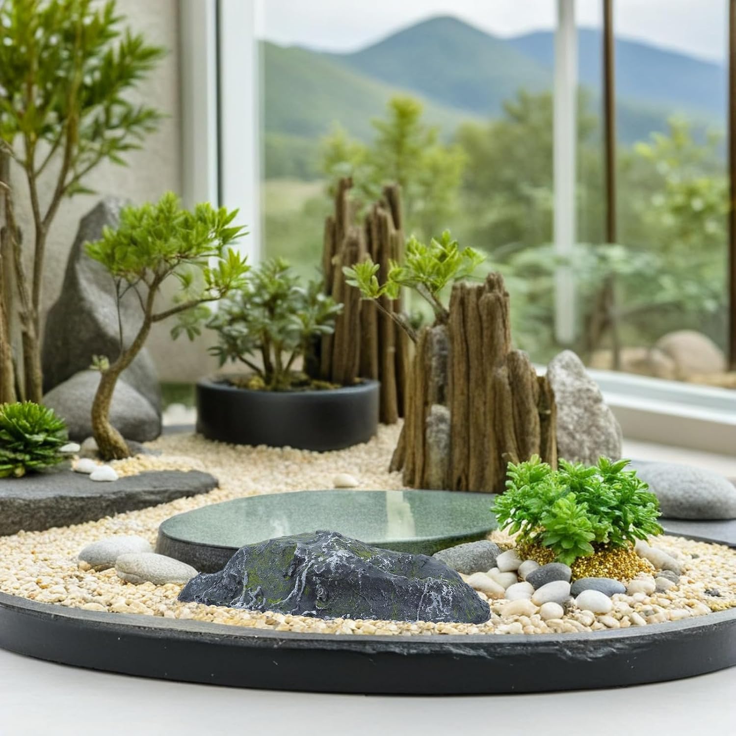 Faux Moss Covered Stones Decorative Rocks for Bonsai Displays