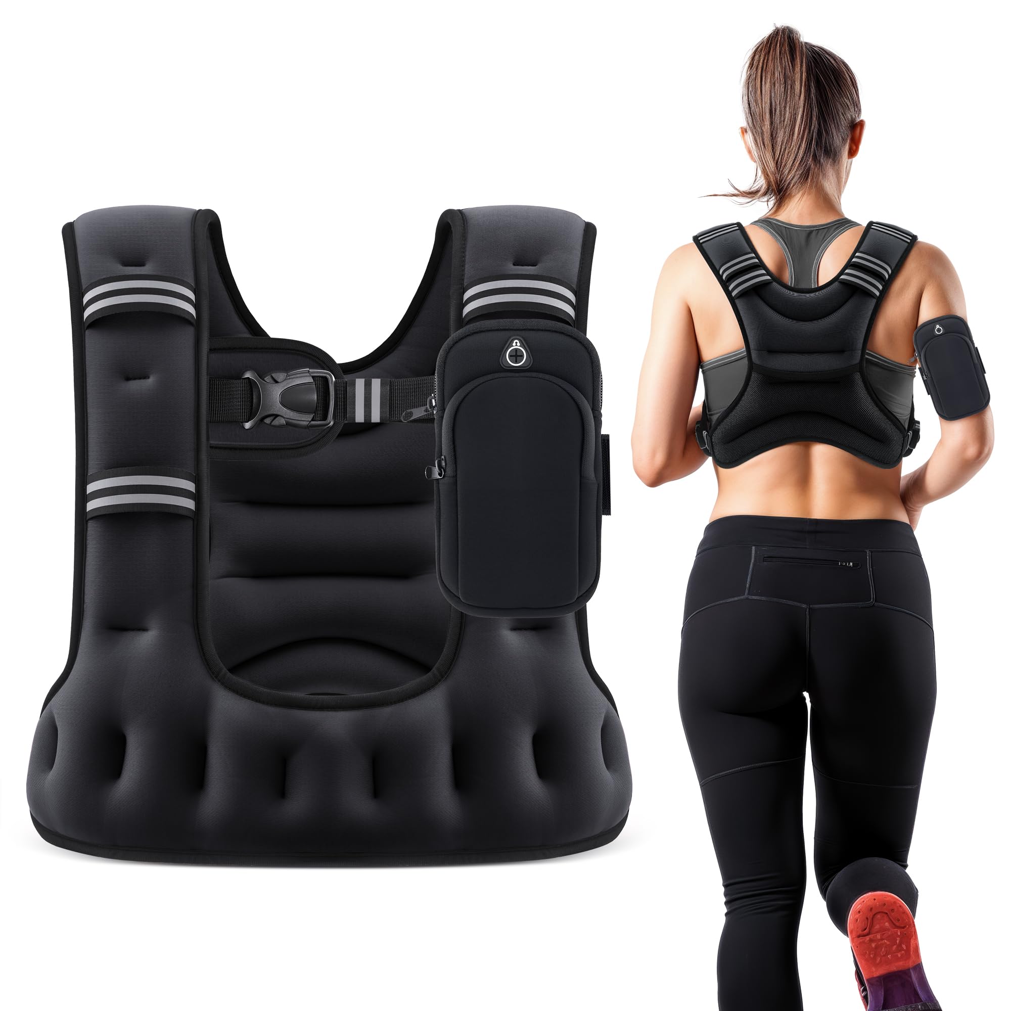 ZELUS Weighted Vest for Women Men 6 8 12 16 20LB U-Shaped Ergonomic for Even Weight Distribution Odorless
