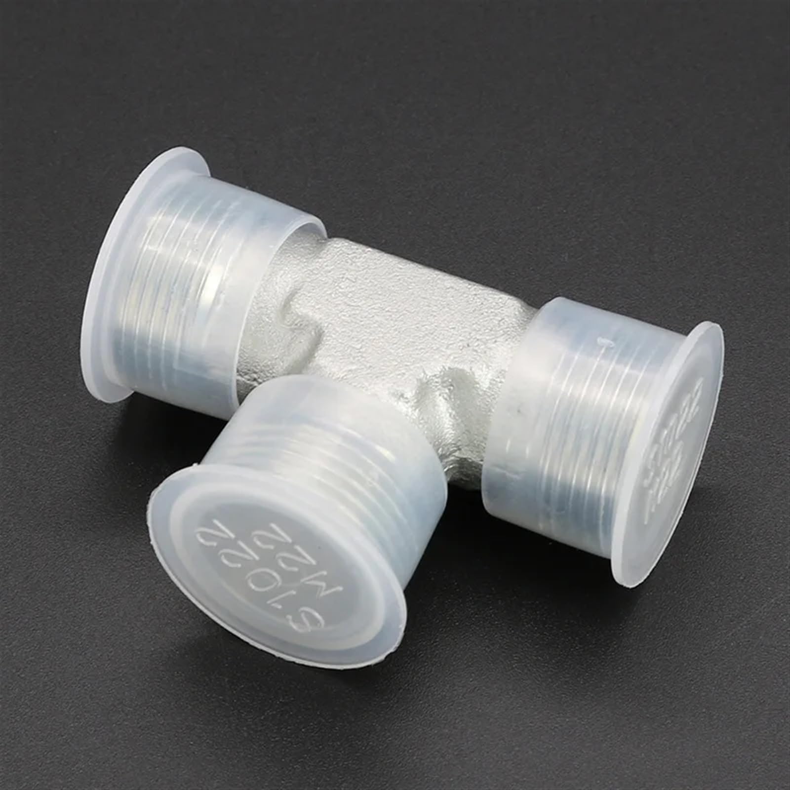 Conector en T de 3 vías Conector en T de Tubo Aceite con Casquillo Acero al Carbono, unión transición hidráulica Alta presión, Rosca Externa métrica(AC52)