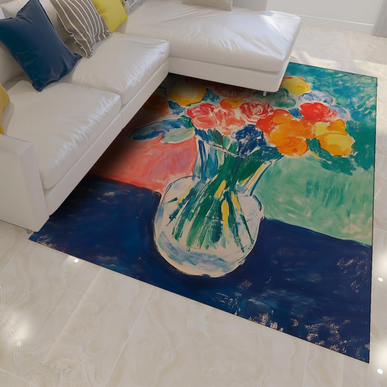 Tapis pour salon nature morte vintage 80x150cm à poil bas antidérapant
