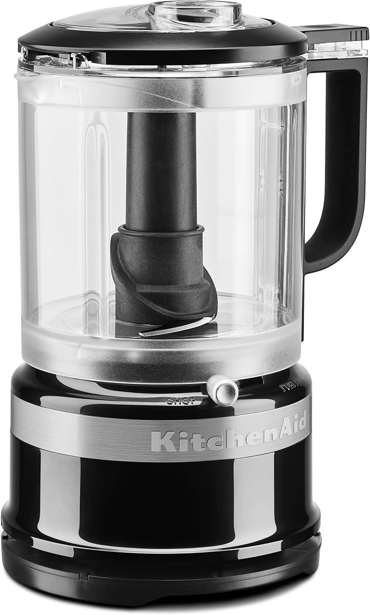 KitchenAid 5 Cup Food Chopper KFC0516OB, Onyx Black | Precisamente Chuletas o Purés, Accesorio de Batido para Batido Rápido, Pulso Plus de Dos Velocidades, Cuchilla Multiusos Inoxidable