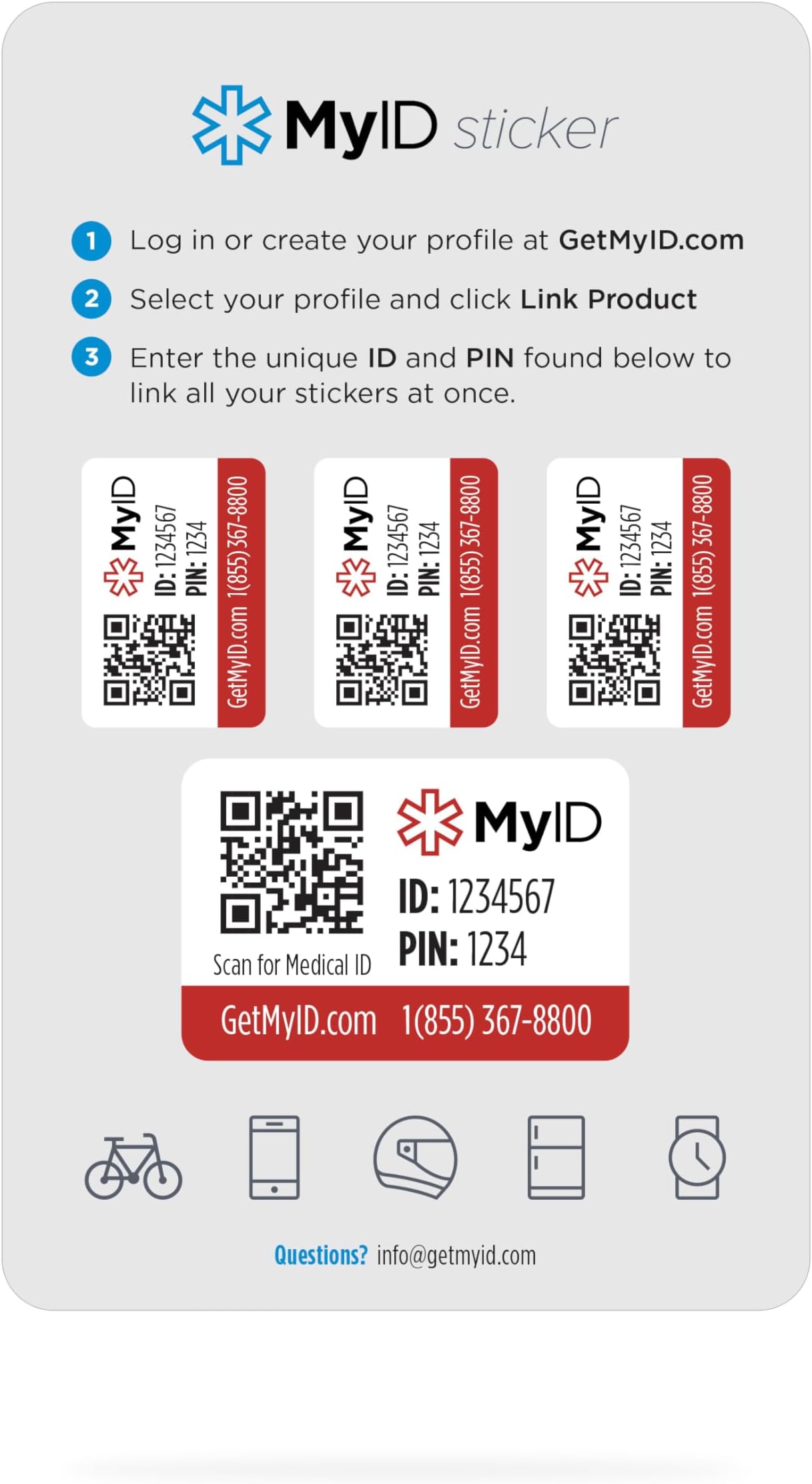 ENDEVR MyID Medical ID Sticker Kit, Store All of Your Medical Information for Emergencies, 4 Stickers