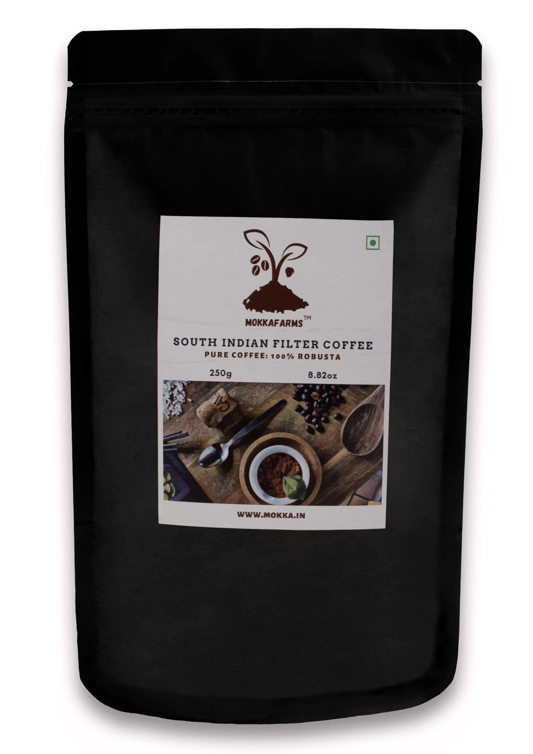 MokkaFarms Robusta South Indian Filter Coffee 250g | 100% Robusta Blend | 0% Chicory | Rich, Flavourful & Aromatic | Farm to Fork | Freshly Roast & Ground, Single Origin Coffee | One-way Valve Zip-lock Bag/ Pouch | (B0CLCYXH3Z) Amazon Price History, Amazon Price Tracker