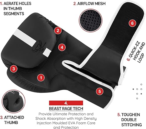 Miniatura 2 de BEAST RAGE Guantes de boxeo Muay Thai Kickboxing MMA Bolsa de Lucha Entrenamiento Golpe Entrenamiento Hombres Mujeres Sparring Fitness Mitones