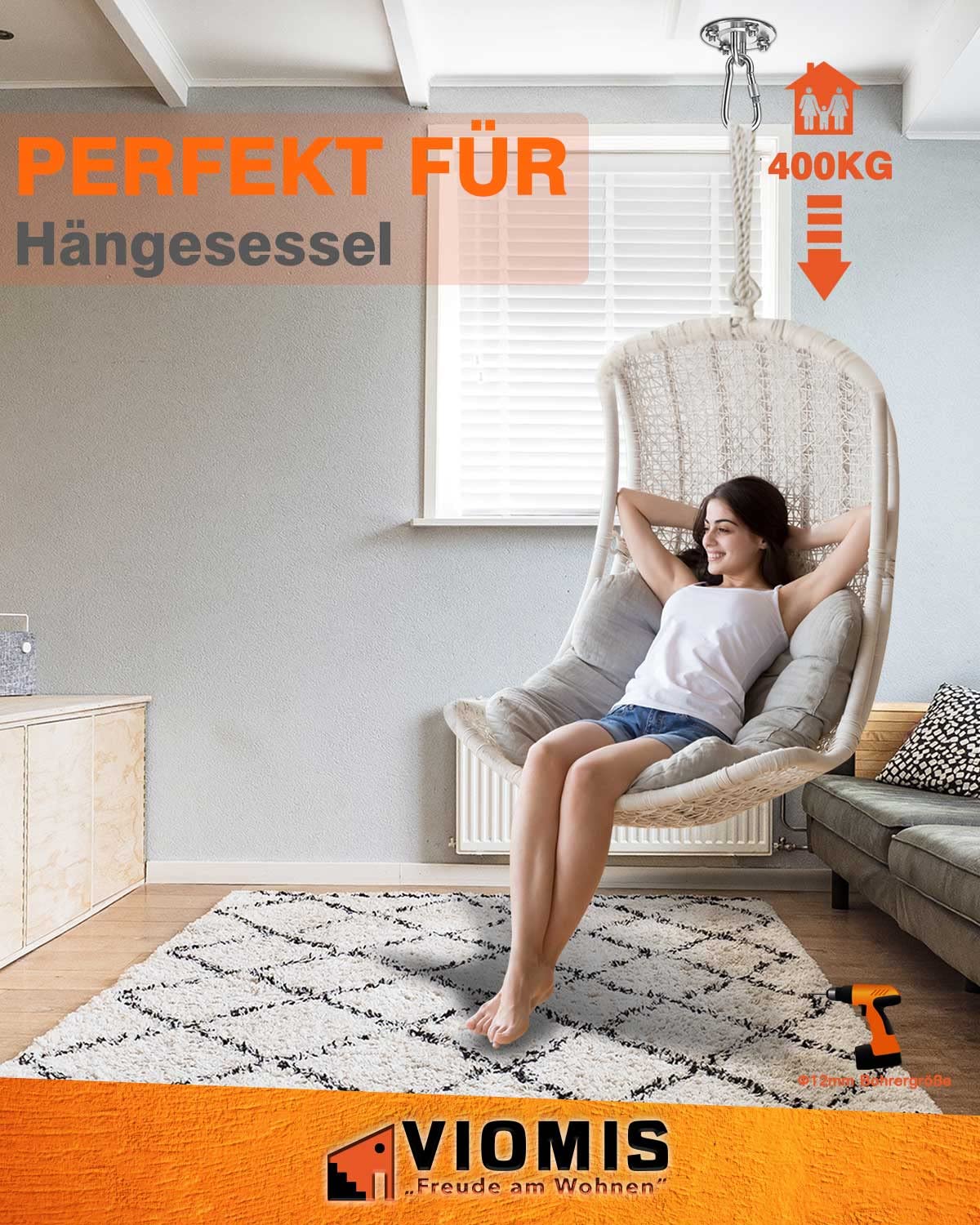 Gancio da soffitto in acciaio inox per sacchi da boxe [set da 2] – Portata 400 kg – Supporto per sacco da boxe – Ideale supporto da soffitto per sacco da boxe