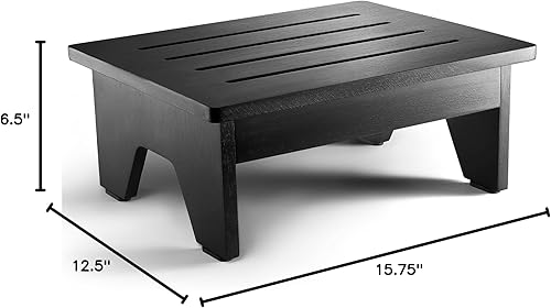 Vista 7 de Holana Taburete de madera de 6.5 pulgadas para adultos (no requiere montaje): 500 libras taburetes de un solo paso para elevador de cama alta - Negro