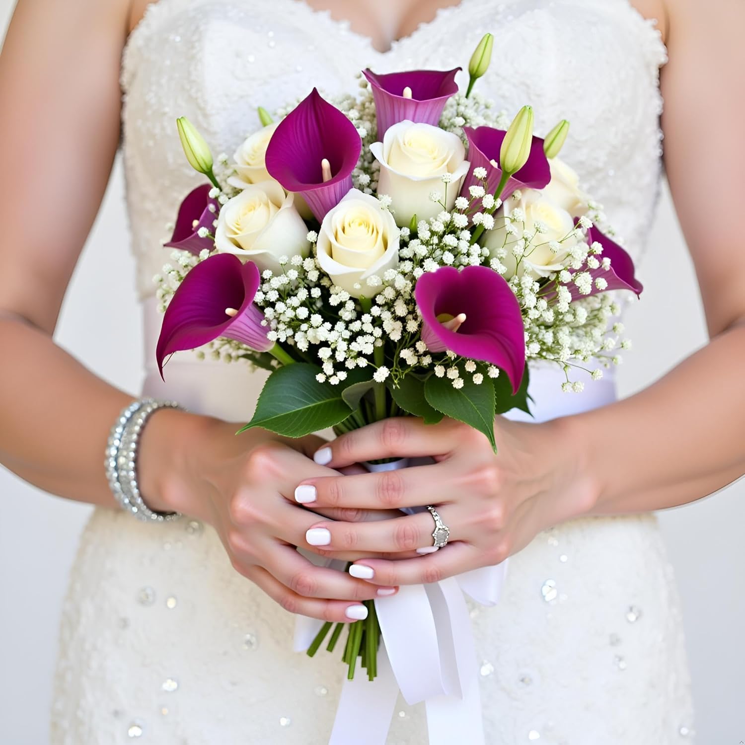 Mother's Day Artificial Calla Lily Flowers 18 Pack 14 Inch Purple PU Real Touch Faux Stems for Home Decor, Table Centerpieces, Entryway Consoles, Wedding Bouquets, Office Floral Arrangements